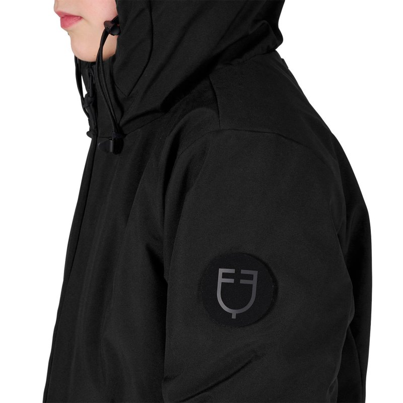 Equestro Giacca da bambino unisex impermeabile e antivento in nylon - Nero