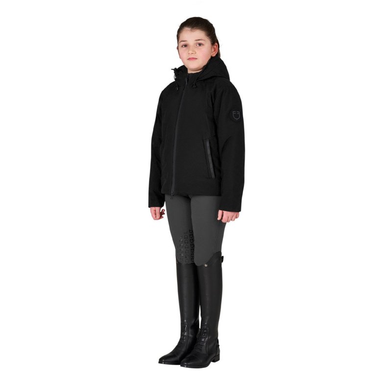 Equestro Giacca da bambino unisex impermeabile e antivento in nylon - Nero