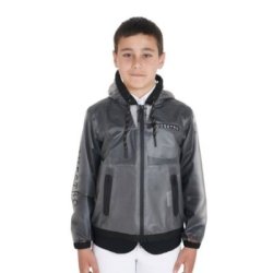 Equestro Impermeabile bambini cappuccio e zip antivento - Grigio