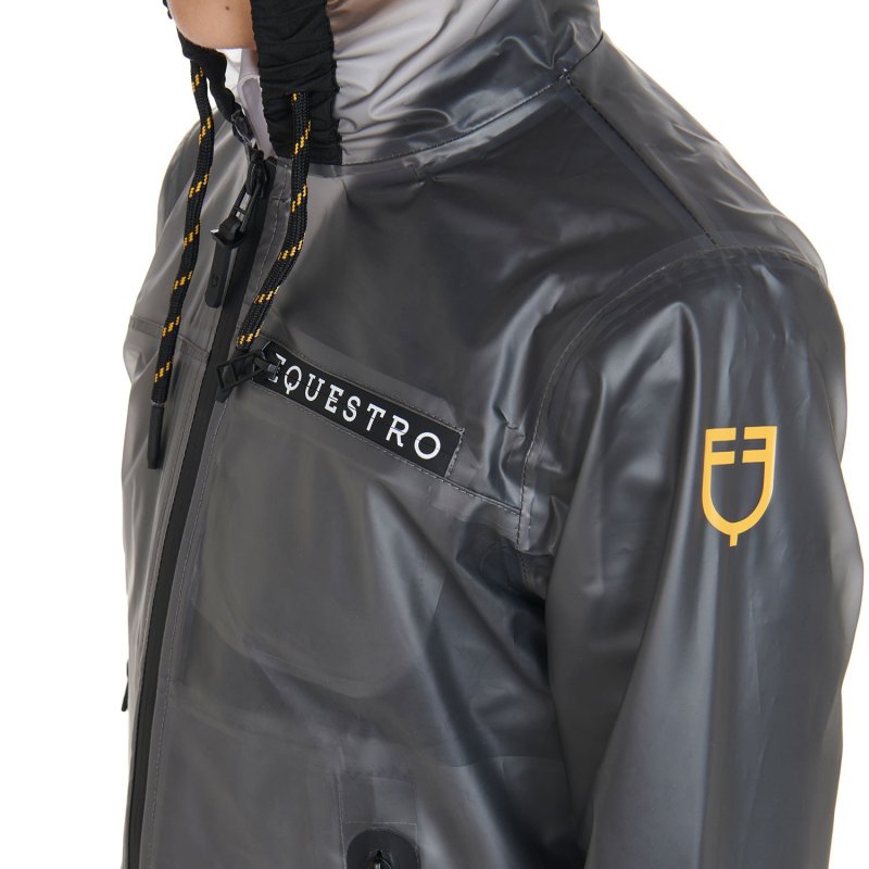 Equestro Impermeabile bambini cappuccio e zip antivento - Grigio