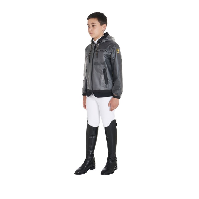 Equestro Impermeabile bambini cappuccio e zip antivento - Grigio