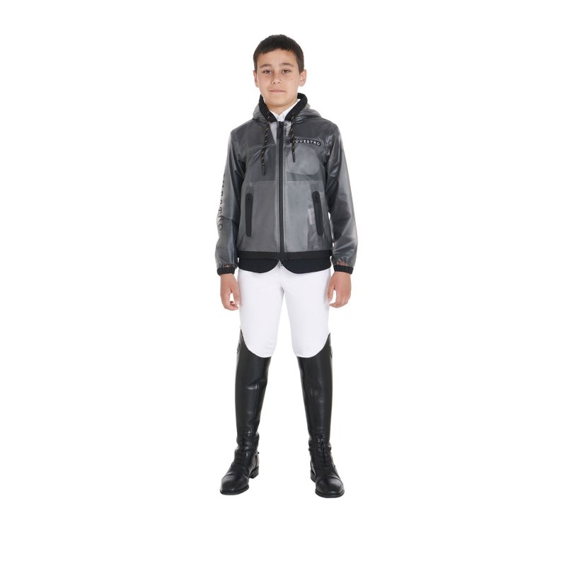 Equestro Impermeabile bambini cappuccio e zip antivento - Grigio