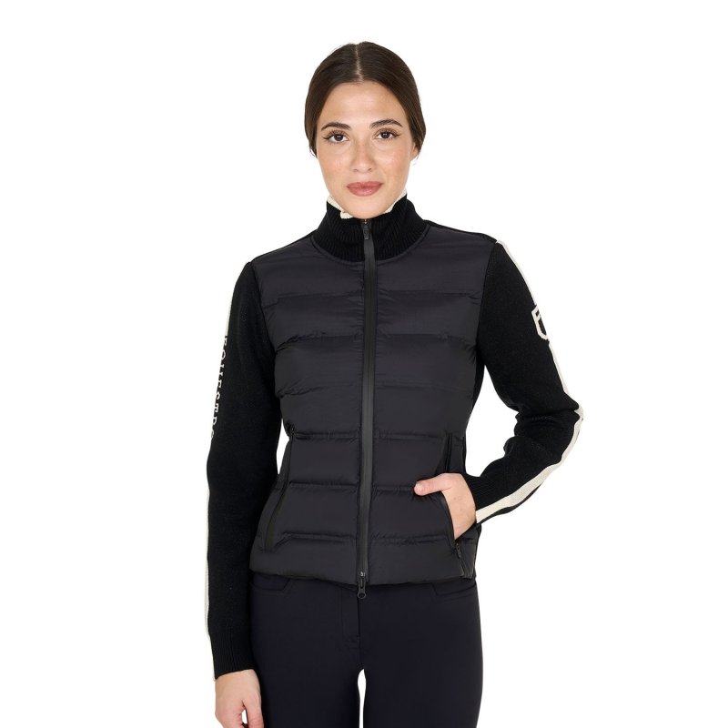 Equestro Piumino da donna in nylon e maglia con cerniera - Nero