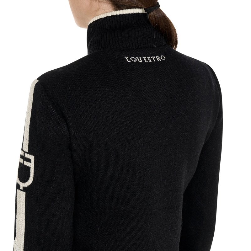 Equestro Piumino da donna in nylon e maglia con cerniera - Nero