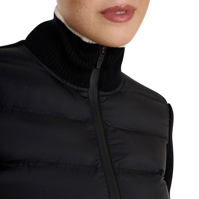 Equestro Piumino da donna in nylon e maglia con cerniera - Nero
