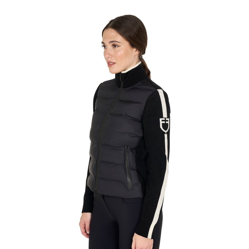Equestro Piumino da donna in nylon e maglia con cerniera - Nero
