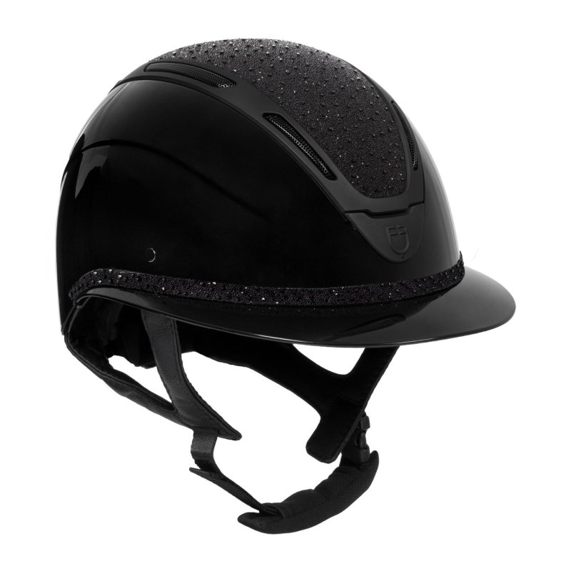 Equestro Cap Apocalypse donna calotta lucida e brillantini omologazione EN - Nero