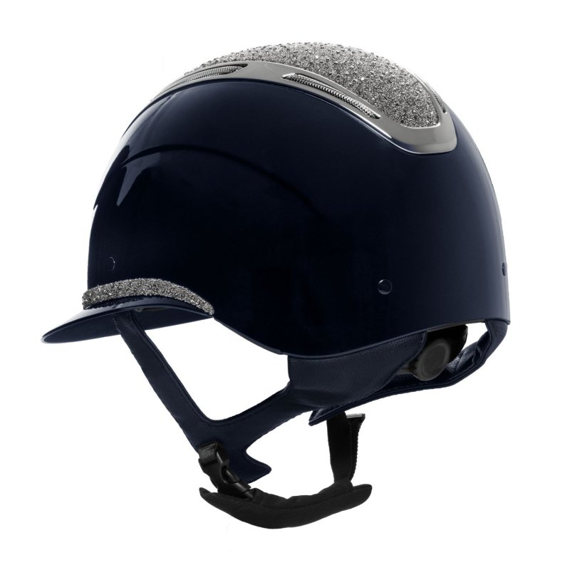 Equestro Cap Apocalypse donna calotta lucida e brillantini omologazione EN - Blu navy