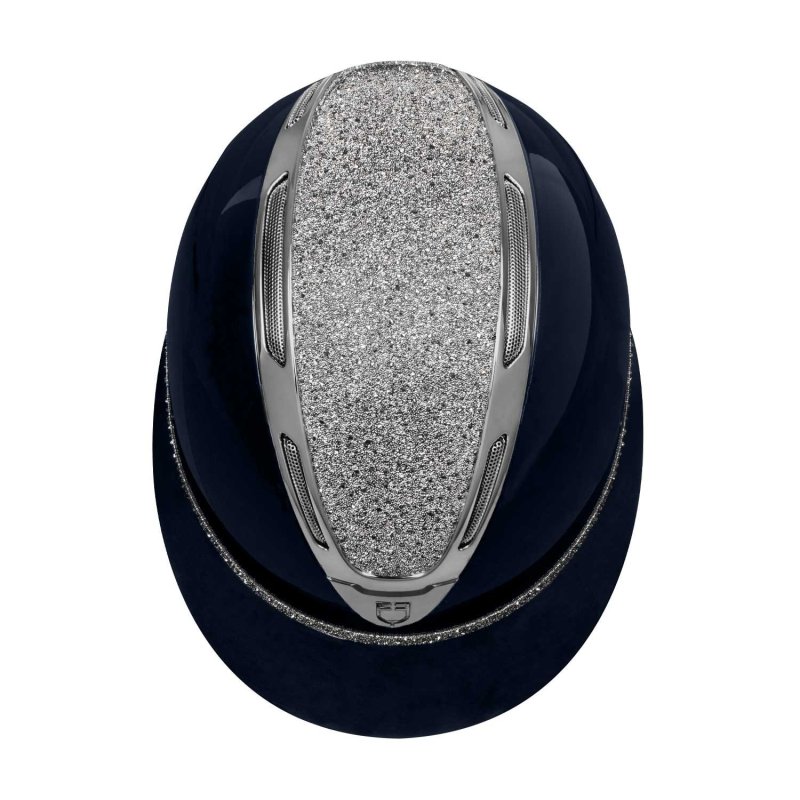 Equestro Cap Apocalypse donna calotta lucida e brillantini omologazione EN - Blu navy