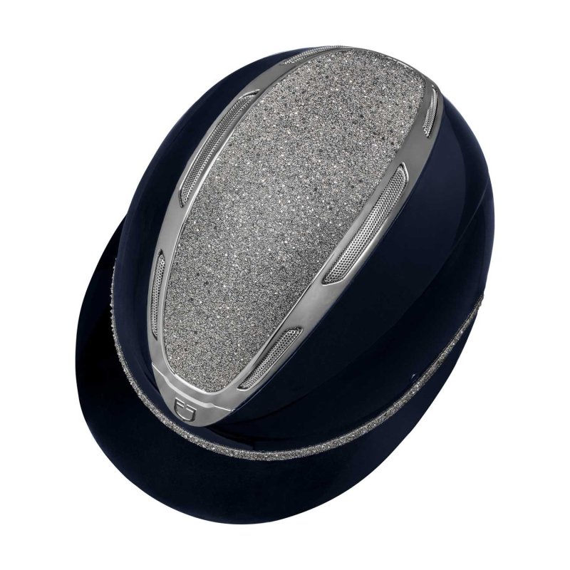 Equestro Cap Apocalypse donna calotta lucida e brillantini omologazione EN - Blu navy