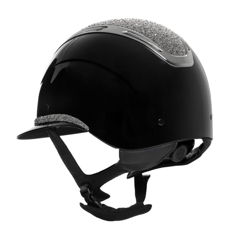 Equestro Cap Apocalypse donna calotta lucida e brillantini omologazione EN - Nero