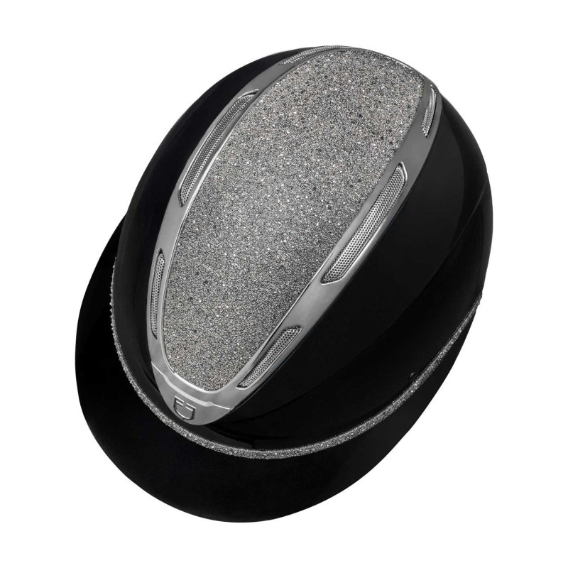 Equestro Cap Apocalypse donna calotta lucida e brillantini omologazione EN - Nero