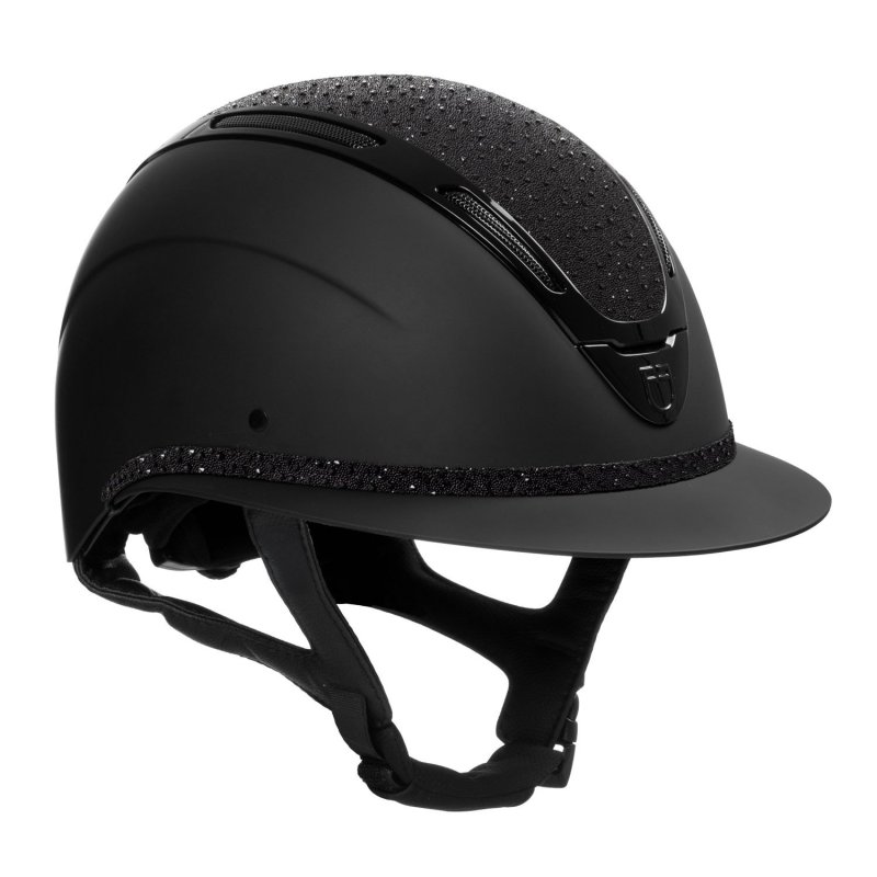 Equestro Cap Apocalypse donna calotta opaca e brillantini omologazione EN - Nero