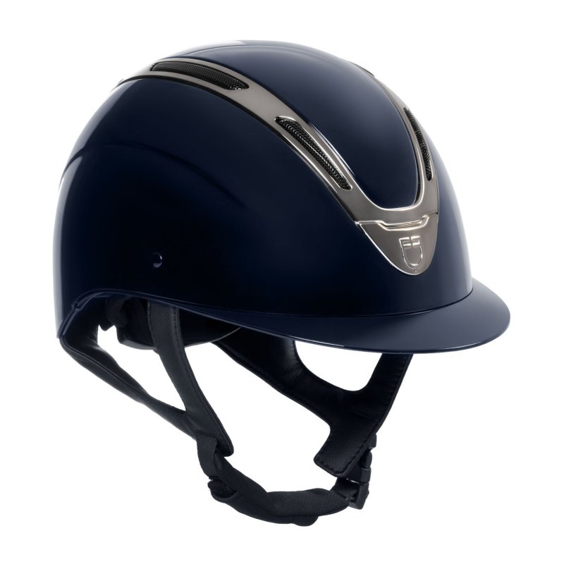 Equestro Cap Apocalypse unisex calotta lucida omologazione EN - Blu navy