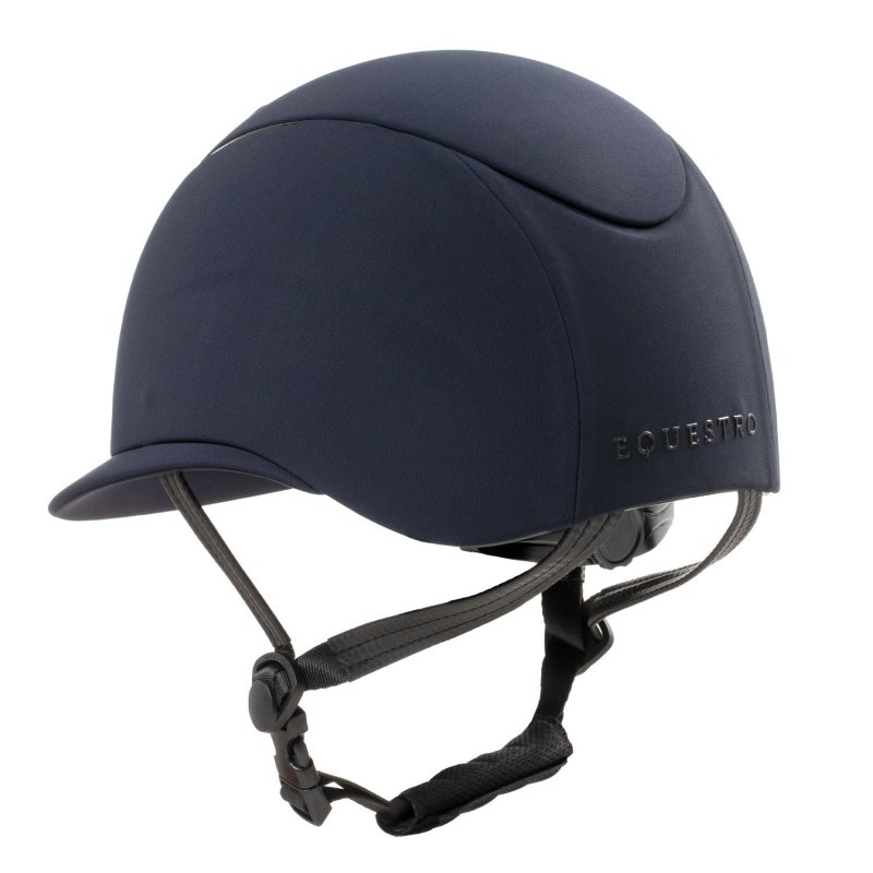 Equestro Cap donna con visiera larga e logo embossed omologazione EN - Blu navy