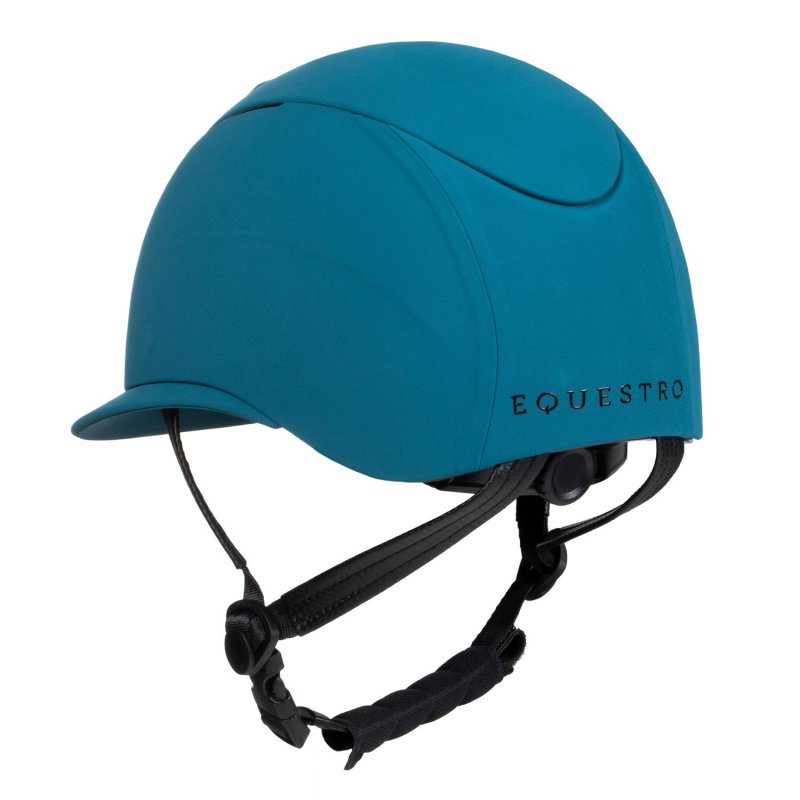 Equestro Cap donna con visiera larga e logo embossed omologazione EN - Blu