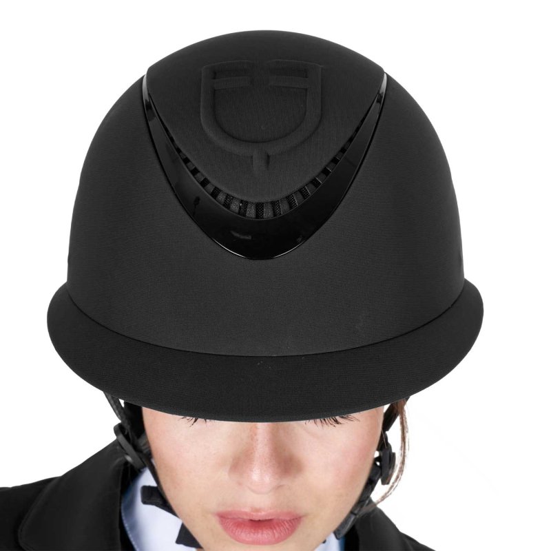 Equestro Cap donna con visiera larga e logo embossed omologazione EN - Nero