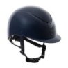 Equestro Cap lucido cinturino ecopelle e visiera stretta omologazione EN - Blu navy