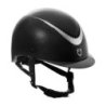 Equestro Cap lucido cinturino ecopelle e visiera stretta omologazione EN - Nero
