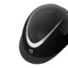 Equestro Cap lucido cinturino ecopelle e visiera stretta omologazione EN - Nero