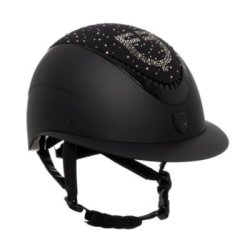 Equestro Cap opaco visiera larga con logo in strass omologazione EN - Nero