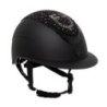 Equestro Cap opaco visiera larga con logo in strass omologazione EN - Nero