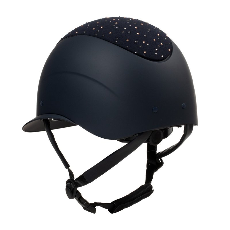 Equestro Cap opaco visiera larga con logo in strass omologazione EN - Blu navy