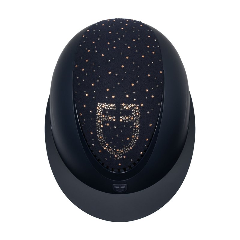 Equestro Cap opaco visiera larga con logo in strass omologazione EN - Blu navy