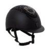 Equestro Cap opaco visiera stretta con logo in strass omologazione EN - Nero