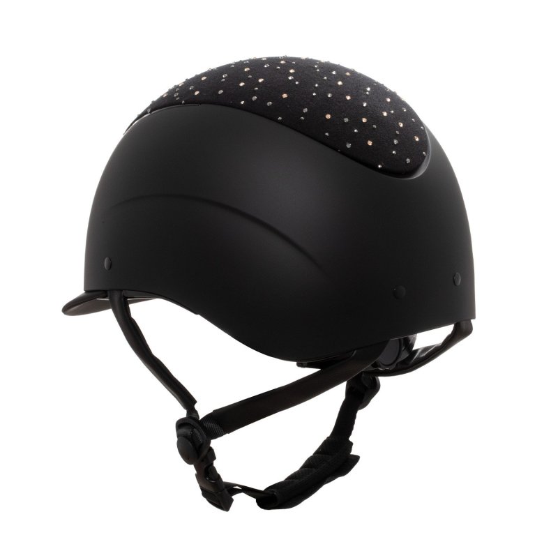Equestro Cap opaco visiera stretta con logo in strass omologazione EN - Nero
