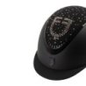 Equestro Cap opaco visiera stretta con logo in strass omologazione EN - Nero