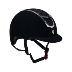 Equestro Cap ultra-light in velluto con strass - Nero
