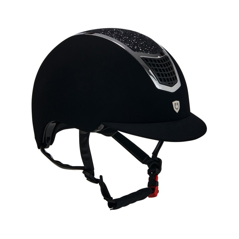 Equestro Cap ultra-light in velluto con strass - Nero