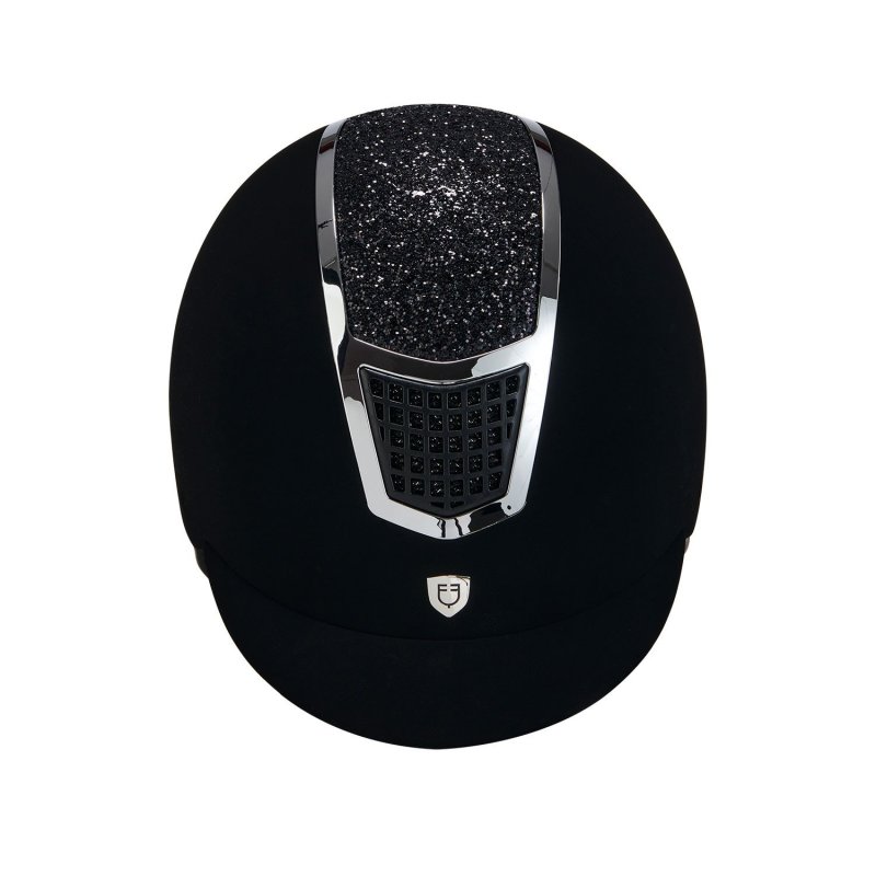 Equestro Cap ultra-light in velluto con strass - Nero