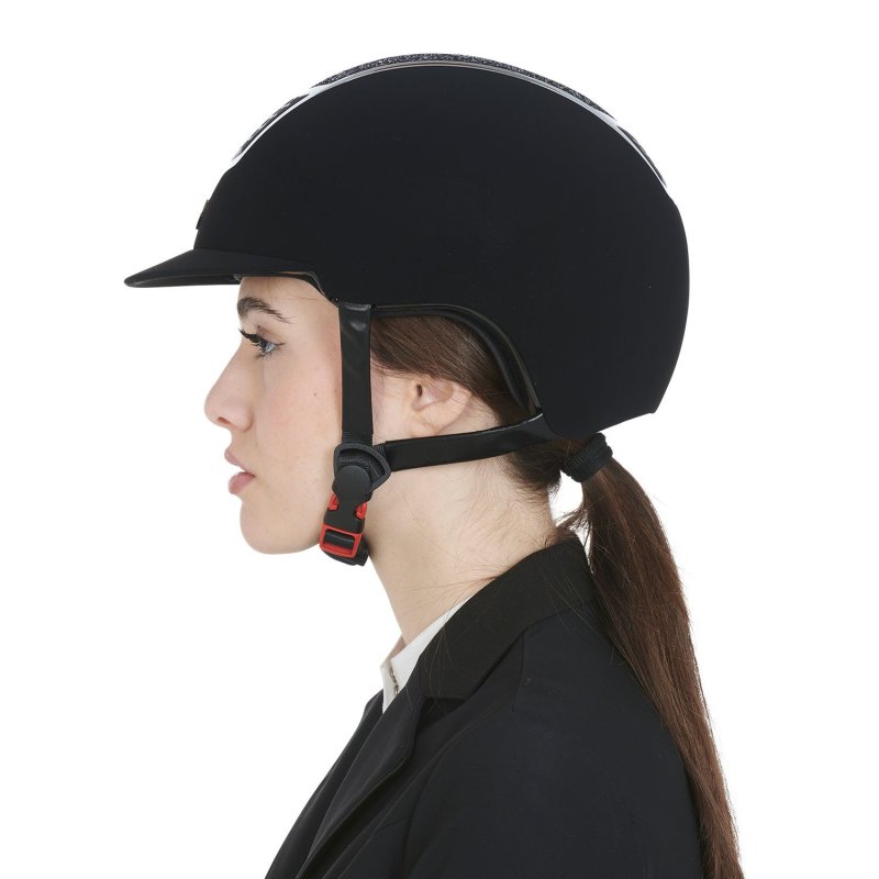 Equestro Cap ultra-light in velluto con strass - Nero