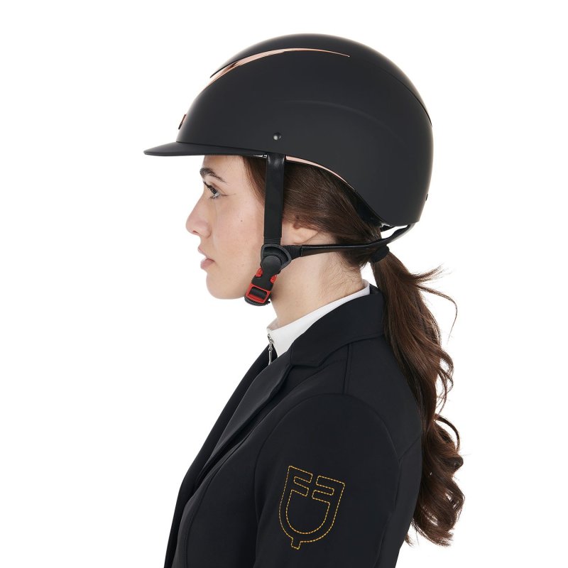 Equestro Cap unisex con frame lucido omologazione EN - Nero