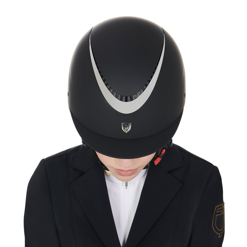 Equestro Cap unisex con frame lucido omologazione EN - Nero
