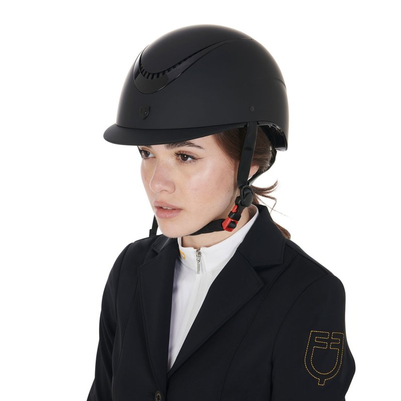 Equestro Cap unisex con frame lucido omologazione EN - Nero