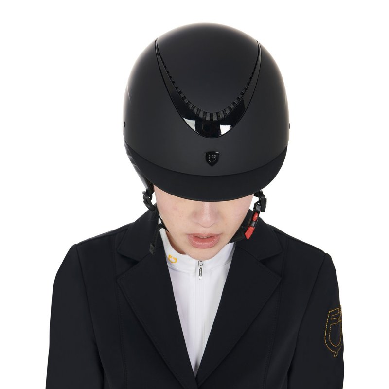 Equestro Cap unisex con frame lucido omologazione EN - Nero