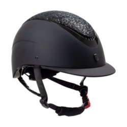 Equestro Cap visiera stretta con brillantini omologazione EN - Nero