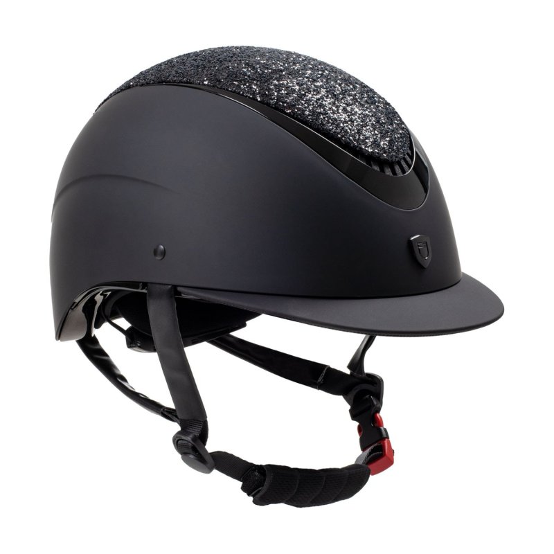 Equestro Cap visiera stretta con brillantini omologazione EN - Nero