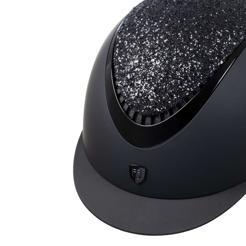 Equestro Cap visiera stretta con brillantini omologazione EN - Nero