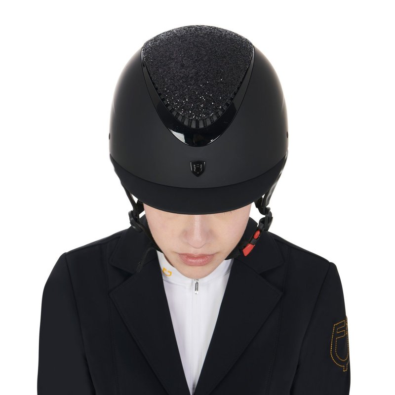 Equestro Cap visiera stretta con brillantini omologazione EN - Nero