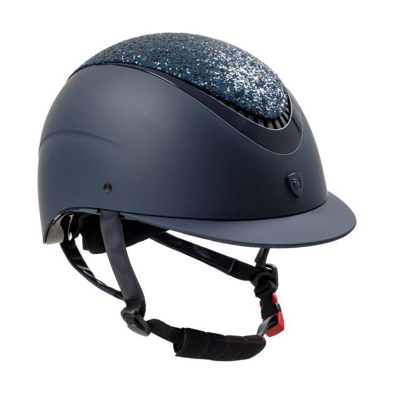 Equestro Cap visiera stretta con brillantini omologazione EN - Blu navy