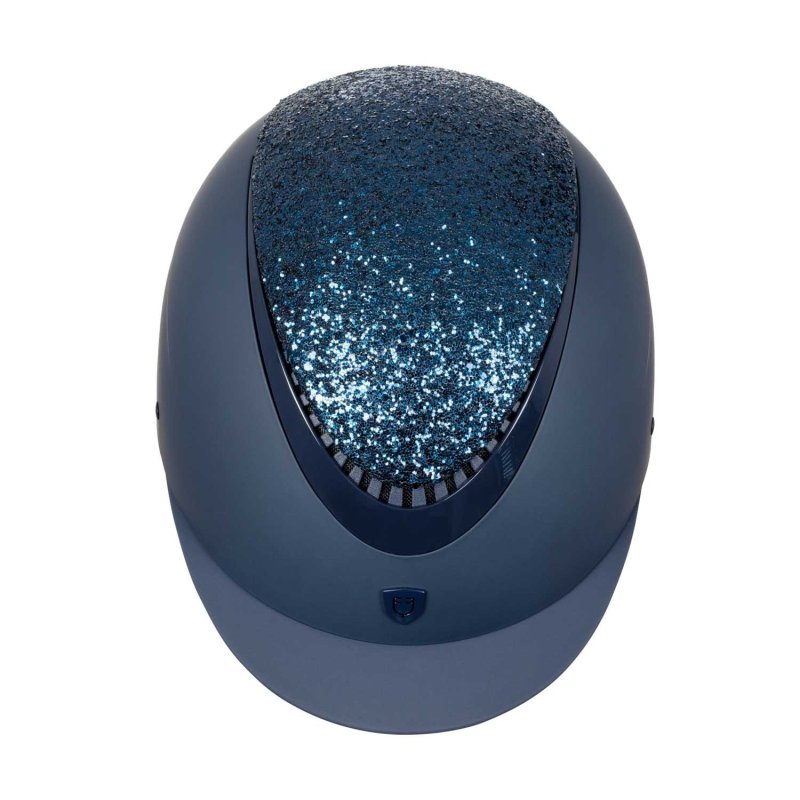 Equestro Cap visiera stretta con brillantini omologazione EN - Blu navy
