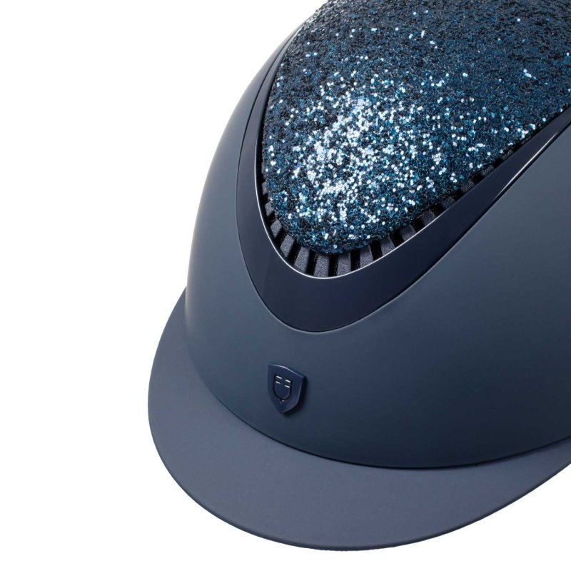 Equestro Cap visiera stretta con brillantini omologazione EN - Blu navy