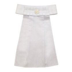 Tattini Plastron da concorso bianco con bottone gioiello