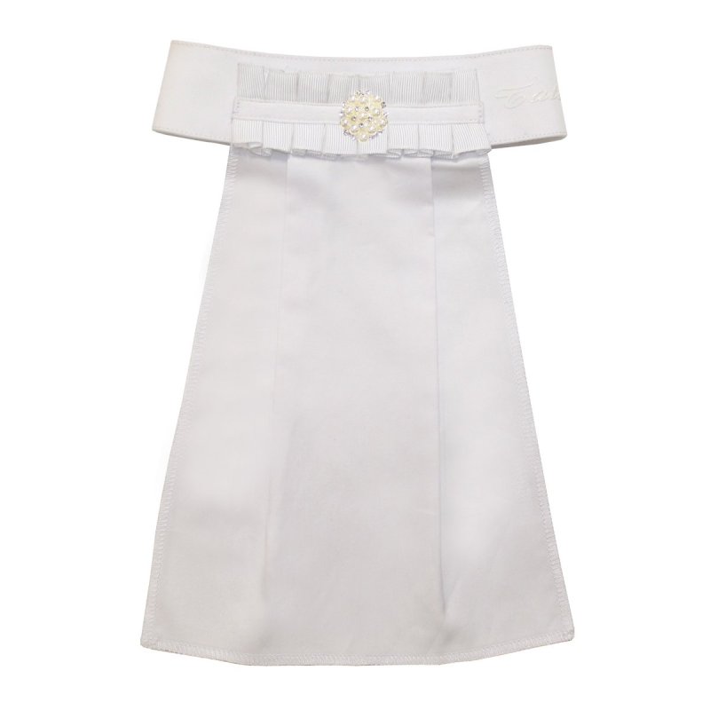 Tattini Plastron da concorso bianco con bottone gioiello