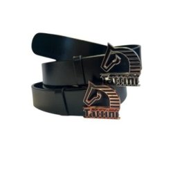 Tattini Cintura in pelle nera con fibbia logo
