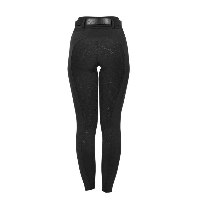 Equestro Leggings bambina a vita alta full grip con passanti Nero